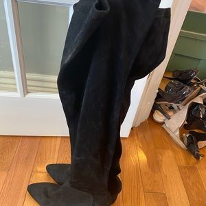 Black suede over the knee boots